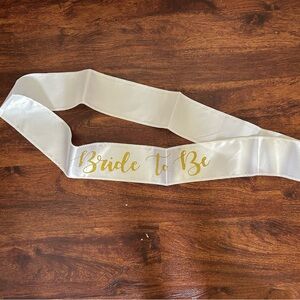 White Bride To Be Sash with Gold Lettering